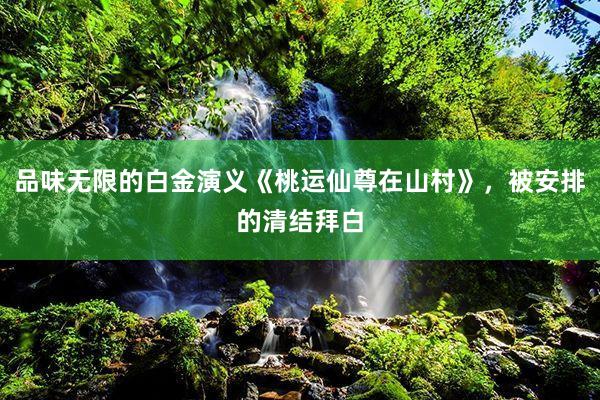 品味无限的白金演义《桃运仙尊在山村》，被安排的清结拜白