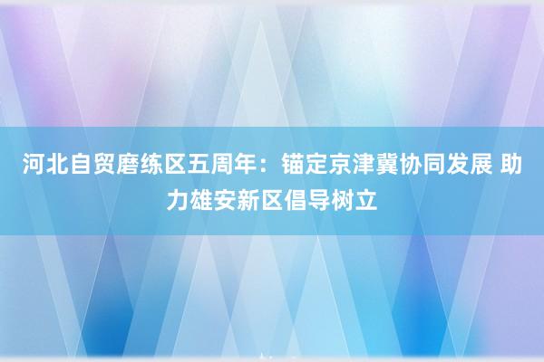 河北自贸磨练区五周年：锚定京津冀协同发展 助力雄安新区倡导树立