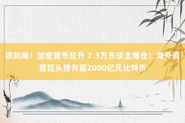 顷刻间！加密货币拉升 7.3万东谈主爆仓！海外资管巨头捏有超2000亿元比特币
