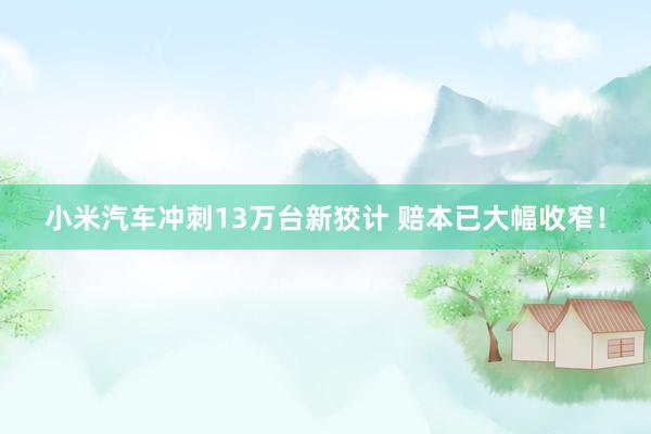 小米汽车冲刺13万台新狡计 赔本已大幅收窄！