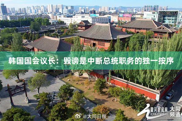 韩国国会议长：毁谤是中断总统职务的独一按序